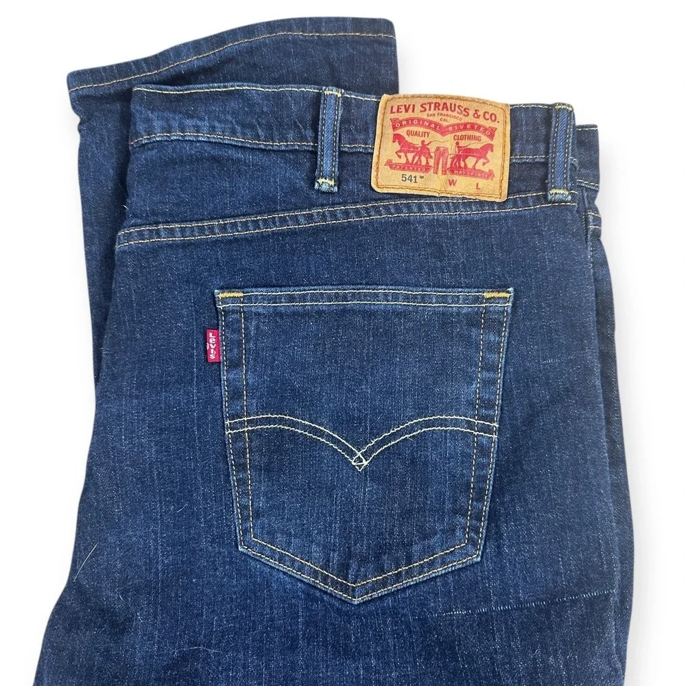 Levis 541 Athletic Fit Jeans Mens W46 L30 Dark Wash Blue Stretch Denim‎